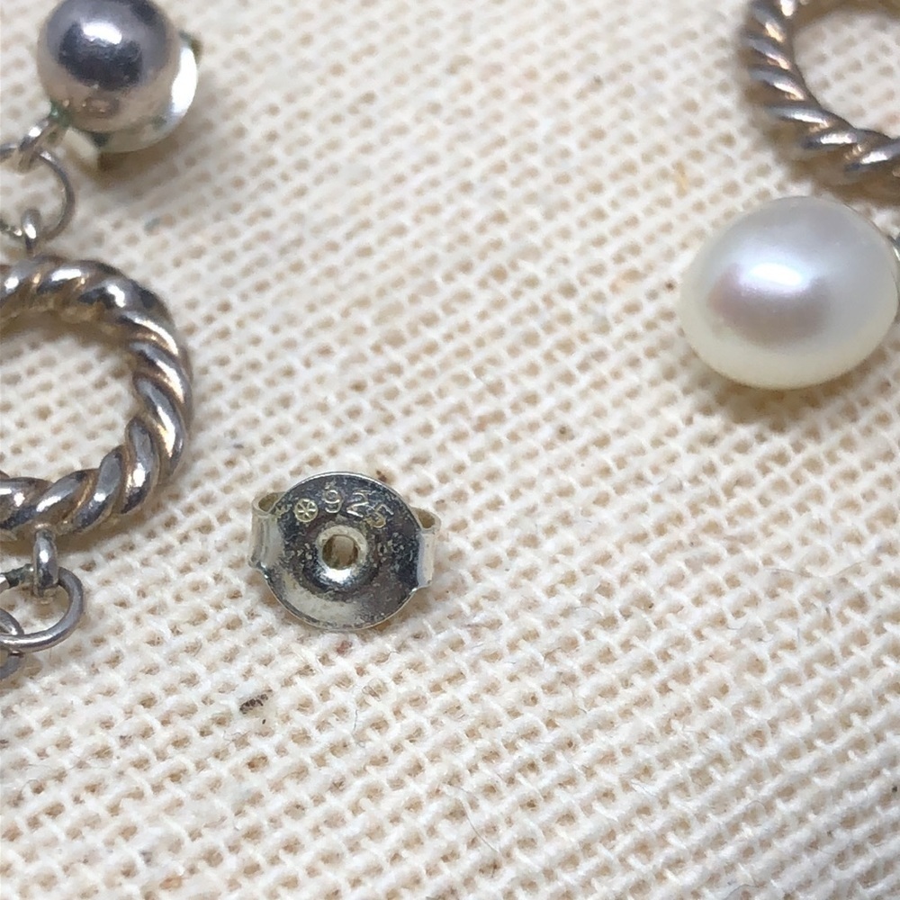 Solid Sterling Silver 925 Earrings With Freshwater Pearls View 3